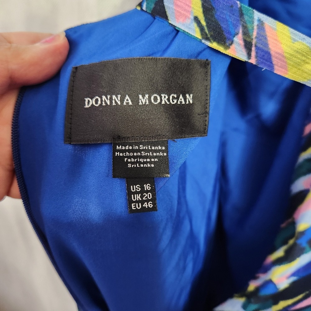 DONNA MORGAN Women's Halter Neck with Ring Trim and High Low Midi Size 16 - Picture 14 of 16